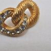 Authentic Christian Dior Vintage Earrings Rhinestone Gold Tone CD 0573K