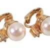 Authentic Christian Dior Clip-On Imitation Pearl Earrings Gold Plated CD 1334L