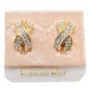 Authentic Christian Dior Rhinestone Clip-On Earrings Gold Plating CD 1380G