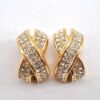 Authentic Christian Dior Rhinestone Clip-On Earrings Gold Plating CD 1380G