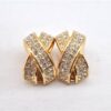 Authentic Christian Dior Rhinestone Clip-On Earrings Gold Plating CD 1380G