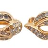 Authentic Christian Dior Rhinestone Clip-On Earrings Gold Plating CD 1405G