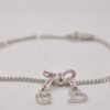 Authentic Christian Dior Rhinestone Chain Bracelet Silver Pink CD 3503I