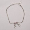 Authentic Christian Dior Rhinestone Chain Bracelet Silver Pink CD 3503I