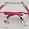 Authentic Christian Dior Chain Bracelet Silver Tone Leather Pink CD 3981I