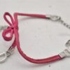 Authentic Christian Dior Chain Bracelet Silver Tone Leather Pink CD 3981I