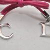 Authentic Christian Dior Chain Bracelet Silver Tone Leather Pink CD 3981I