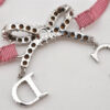 Authentic Christian Dior Ribbon Rinestone Chain Bracelet Silver Tone Pink 6179K