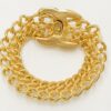 Chanel Mid-90s Vintage Turnlock Double Chain Bracelet 24k GHW