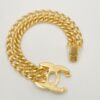 Chanel Mid-90s Vintage Turnlock Double Chain Bracelet 24k GHW