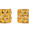 Chanel 21A Quilted Crystal Pearl Cuff Bracelet Set of 2