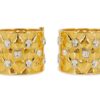 Chanel 21A Crystal and Pearl Quilted Cuff Bracelet Set of 2