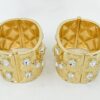 Chanel 21A Crystal and Pearl Quilted Cuff Bracelet Set of 2