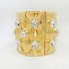 Chanel 21A Crystal and Pearl Quilted Cuff Bracelet Set of 2