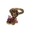 Gucci Brass Tone Lion Head & Beaded Charm Ring with Marmot GG