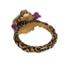 Gucci Brass Tone Lion Head & Beaded Charm Ring with Marmot GG