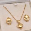 Authentic Christian Dior Rhinestone Clip-on Earrings Necklace Set Gold Box 6853J