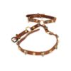 Gucci Gold Tone Tang Buckle Feline Head Palm Wrap Bracelet In Brown Leather