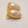 Authentic Christian Dior Rhinestone Imitation Pearl Clip-on Earrings Gold 8378J