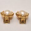 Authentic Christian Dior Rhinestone Imitation Pearl Clip-on Earrings Gold 8378J