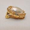 Authentic Christian Dior Rhinestone Imitation Pearl Clip-on Earrings Gold 8378J