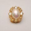 Authentic Christian Dior Rhinestone Imitation Pearl Clip-on Earrings Gold 8378J