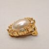 Authentic Christian Dior Rhinestone Imitation Pearl Clip-on Earrings Gold 8378J