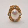 Authentic Christian Dior Rhinestone Imitation Pearl Clip-on Earrings Gold 8378J