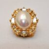 Authentic Christian Dior Rhinestone Imitation Pearl Clip-on Earrings Gold 8378J