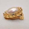 Authentic Christian Dior Rhinestone Imitation Pearl Clip-on Earrings Gold 8378J