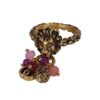 Gucci Brass Tone Lion Head & Beaded Charm Ring with Marmot GG