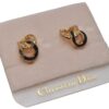 Authentic Christian Dior Clip-On Earrings Rhinestone Gold Plated CD 8678I