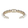 Chanel CC Spiked Crystal and Pearl Cuff Bracelet Light Gold Hardware