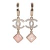 Chanel Pink Crystal CC Pendant Earrings