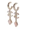 Chanel Pink Crystal CC Pendant Earrings