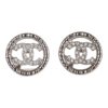 Chanel Silver CC Circle Stud Earrings