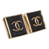 Chanel CC Logo Square Earrings Black Gold Metal