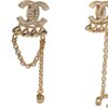 Chanel CC Rhinestone and Gold Metal Dangle Ear Cuff Earrings