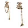 Chanel CC Rhinestone and Gold Metal Dangle Ear Cuff Earrings