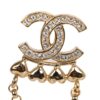 Chanel CC Rhinestone and Gold Metal Dangle Ear Cuff Earrings