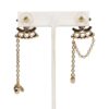 Chanel CC Rhinestone and Gold Metal Dangle Ear Cuff Earrings