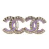 Chanel Gold and Crystal CC Stud Earrings