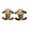 Chanel Crystal CC Stud Earrings Black Gold Metal/Enamel Hardware