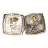 Chanel Crystal CC Square Pearl Stud Earrings Light Gold Hardware