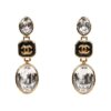 Chanel CC Crystal Dangle Earrings Gold Hardware