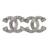 Chanel Small Crystal CC Stud Earrings Silver Hardware