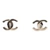 Chanel CC Crystal Stud Earrings Light Gold Hardware