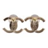 Chanel CC Crystal Stud Earrings Light Gold Hardware