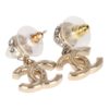 Chanel Pearl Spike CC Crystal Dangle Earrings Light Gold Hardware