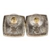 Chanel Crystal CC Square Pearl Stud Earrings Light Gold Hardware